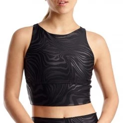 DYI High Neck Elevate Racer Yoga Sports Bra Zebra Matte Foil