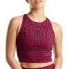 CLOTHING DYI High Neck Elevate Racer Yoga Sports Bra Crimson Leopard
