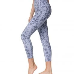 Onzie High Waisted Basic 7/8 Yoga Leggings Lavender Cobra