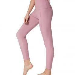 CLOTHING Onzie Ribbed Sweetheart 7/8 Yoga Leggings Antique Rose Rib