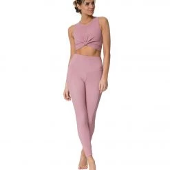 CLOTHING Onzie Ribbed Sweetheart 7/8 Yoga Leggings Antique Rose Rib