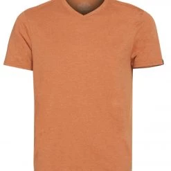 PrAna Men's V Neck Short Sleeve Workout Tee Russett Heather CLOTHING