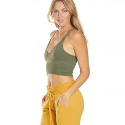 Free People Movement Good Karma Crop Yoga Top Army