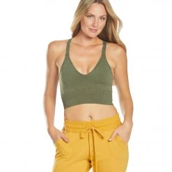 Free People Movement Good Karma Crop Yoga Top Army