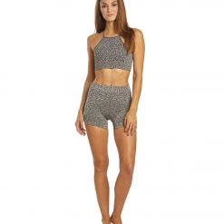 Free People Movement Leopard Yoga Shorts Carbon