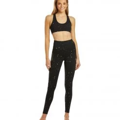 Spiritual Gangster Foil Print Essential High Waisted Yoga Leggings Gold Foil Splatter CLOTHING