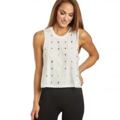 CLOTHING Spiritual Gangster Hamsa Crop Tank Stone Hamsa Print