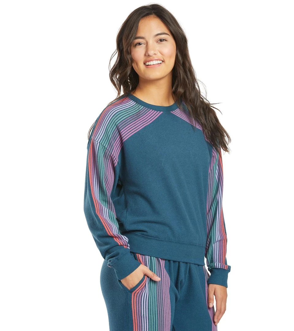 Spiritual Gangster Stripe Malibu Crew Neck Pullover Caribbean CLOTHING 4 Spiritual Gangster Stripe Malibu Crew Neck Pullover Caribbean CLOTHING