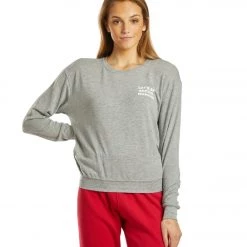 Spiritual Gangster Let's Be Crew Neck Savasana Pullover Medium Heather Grey CLOTHING