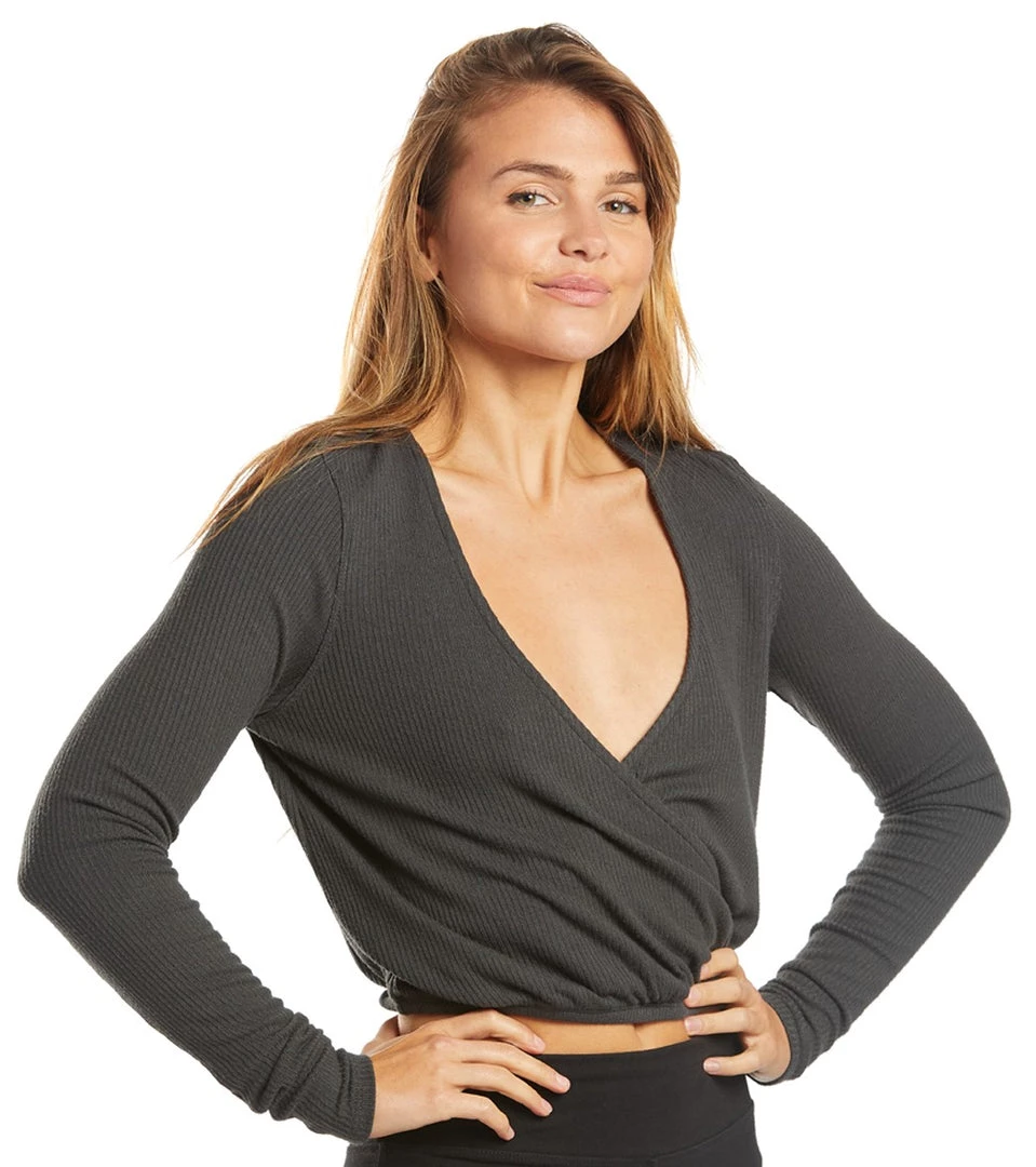 CLOTHING Spiritual Gangster Ballet Rib Surplice Top Vintage Black 4 CLOTHING Spiritual Gangster Ballet Rib Surplice Top Vintage Black