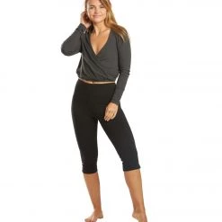 CLOTHING Spiritual Gangster Ballet Rib Surplice Top Vintage Black 12 CLOTHING Spiritual Gangster Ballet Rib Surplice Top Vintage Black