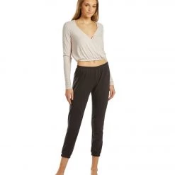 Spiritual Gangster Ballet Rib Surplice Top Faded Quartz CLOTHING 12 Spiritual Gangster Ballet Rib Surplice Top Faded Quartz CLOTHING