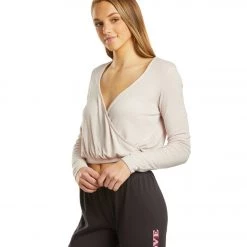 Spiritual Gangster Ballet Rib Surplice Top Faded Quartz CLOTHING 13 Spiritual Gangster Ballet Rib Surplice Top Faded Quartz CLOTHING