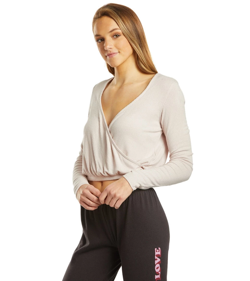 Spiritual Gangster Ballet Rib Surplice Top Faded Quartz CLOTHING 7 Spiritual Gangster Ballet Rib Surplice Top Faded Quartz CLOTHING