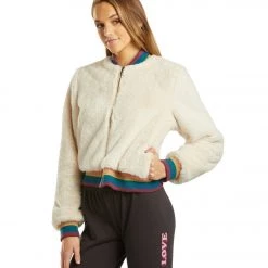 Spiritual Gangster SG Furry Bomber Jacket Natural