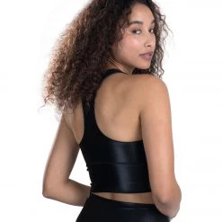 CLOTHING DYI High Neck Shine Elevate Racer Yoga Sports Bra Black 10 CLOTHING DYI High Neck Shine Elevate Racer Yoga Sports Bra Black