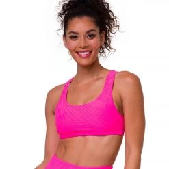 Onzie Mudra Yoga Sports Bra Neon Pink Selenite