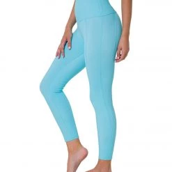 Onzie Ribbed Sweetheart 7/8 Yoga Leggings Cyan Rib