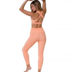 Onzie Ribbed Sweetheart 7/8 Yoga Leggings Cantaloupe Rib CLOTHING