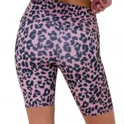 Onzie High Rise Bike Shorts Rose Leopard