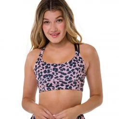 CLOTHING Onzie Aerial Yoga Sports Bra Rose Leopard/Black