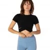 CLOTHING Beyond Yoga Under Over Lightweight Cropped Yoga Tee Darkest Night