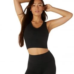 CLOTHING Beyond Yoga Back Me Up Cropped Yoga Tank Top Jet Black