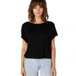 Beyond Yoga Twist Goodbye Cropped Yoga Tee Black