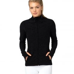 Beyond Yoga Spacedye Fitted Mock Neck Jacket Darkest Night
