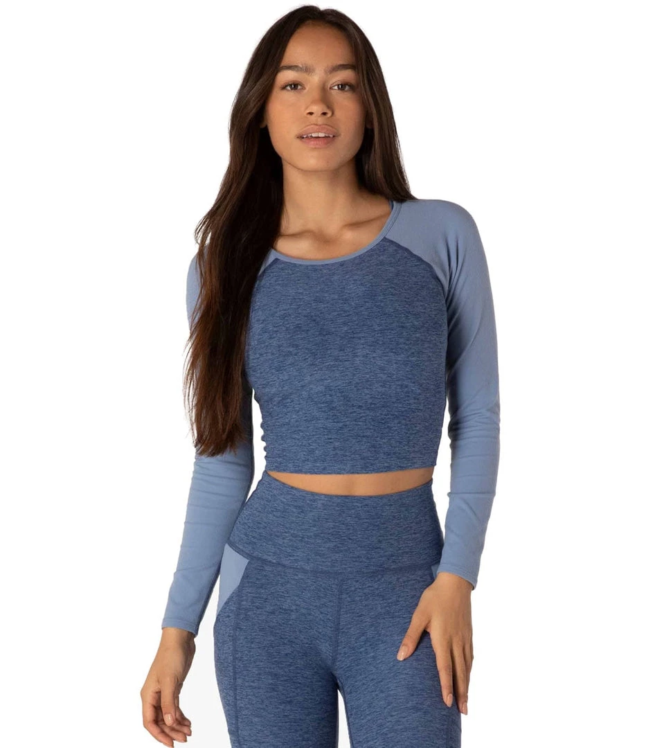Beyond Yoga Spacedye In The Mix Cropped Yoga Longsleeve Top Serene/Hazy Blue CLOTHING 3 Beyond Yoga Spacedye In The Mix Cropped Yoga Longsleeve Top Serene/Hazy Blue CLOTHING