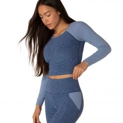 Beyond Yoga Spacedye In The Mix Cropped Yoga Longsleeve Top Serene/Hazy Blue CLOTHING