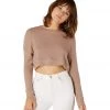 CLOTHING Beyond Yoga In Line Cropped Yoga Pullover Tinted Rose Heather