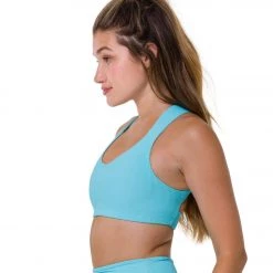 Onzie Half Moon Yoga Sports Bra Cyan Rib NEW ARRIVALS