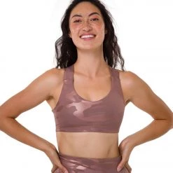 Onzie Half Moon Yoga Sports Bra Rosegold Camo Foil NEW ARRIVALS