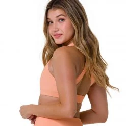 Onzie Half Moon Yoga Sports Bra Cantaloupe Rib