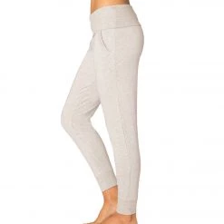 Beyond Yoga Cozy Fleece Foldover Long Sweatpant Joggers Oatmeal Heather