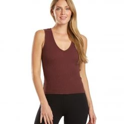 Hard Tail Deep V Yoga Tank Top Bordeaux CLOTHING