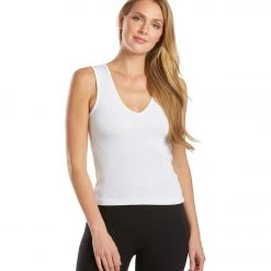 Hard Tail Deep V Yoga Tank Top White CLOTHING