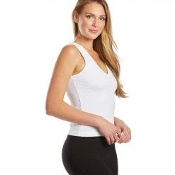Hard Tail Deep V Yoga Tank Top White CLOTHING
