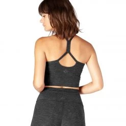 NEW ARRIVALS Beyond Yoga Spacedye Slim Racerback Cropped Tank Black/Charcoal