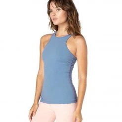 Beyond Yoga Supplex Under Lock And Keyhole Yoga Tank Top Serene Blue
