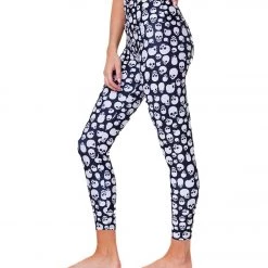 Onzie High Waisted Basic 7/8 Yoga Leggings Skulls