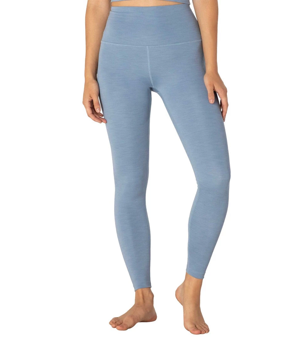 CLOTHING Beyond Yoga Heather Rib High Waisted 7/8 Yoga Leggings Serene Blue Heather 3 CLOTHING Beyond Yoga Heather Rib High Waisted 7/8 Yoga Leggings Serene Blue Heather