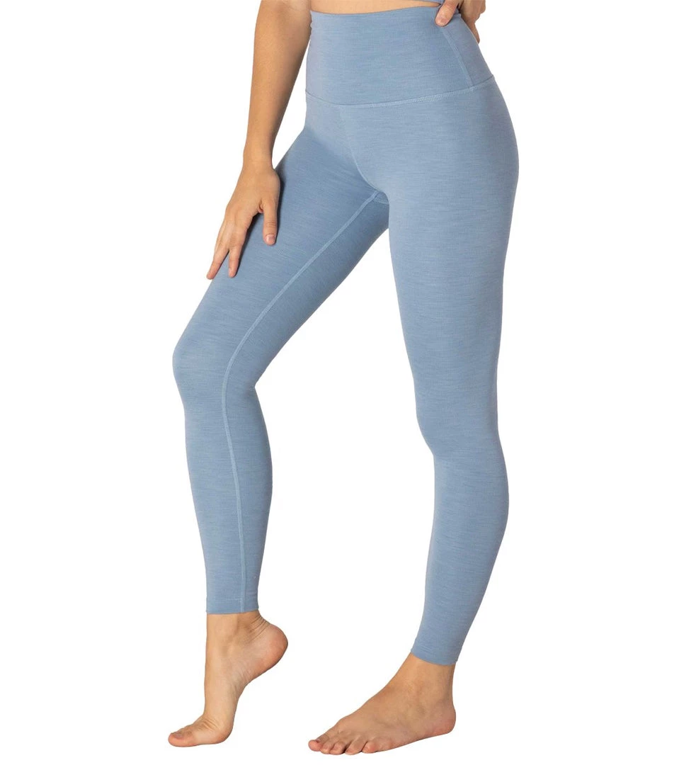 CLOTHING Beyond Yoga Heather Rib High Waisted 7/8 Yoga Leggings Serene Blue Heather 4 CLOTHING Beyond Yoga Heather Rib High Waisted 7/8 Yoga Leggings Serene Blue Heather