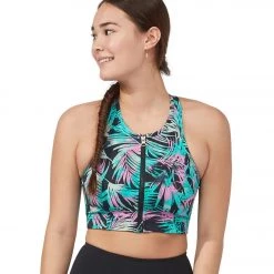 CLOTHING Manduka Pro Zip Front Yoga Sports Bra Black Tropics