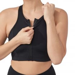 Women Manduka Pro Zip Front Yoga Sports Bra Black