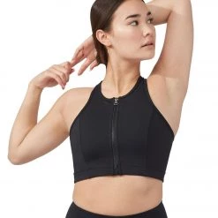 Women Manduka Pro Zip Front Yoga Sports Bra Black