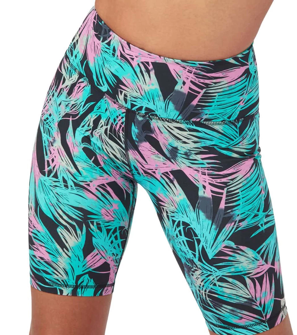 Manduka Pro High Waisted Biker Yoga Shorts Black Tropics CLOTHING 7 Manduka Pro High Waisted Biker Yoga Shorts Black Tropics CLOTHING