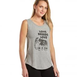 SuperLoveTees Love Breeds Love Elephant Yoga Muscle Tee Grey CLOTHING