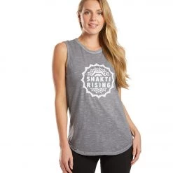 SuperLoveTees Shakti Rising Yoga Muscle Tee Elephant Grey